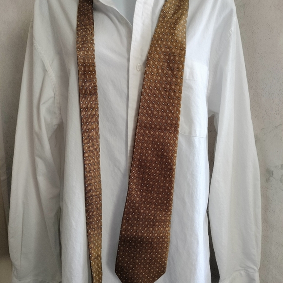 Stonehenge Silk Necktie Gold/Brown Geometric Pattern Men's Tie - Picture 11 of 11